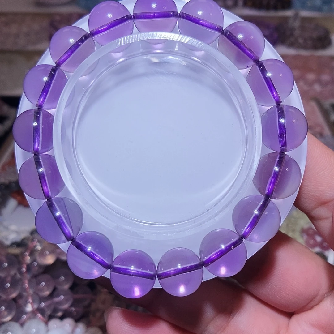 水晶未镶嵌手链紫水全净11.8mm