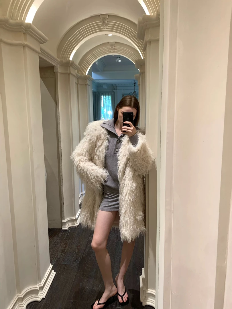 102卷毛外套女2025新款流行年轻大衣冬季百搭时尚秋冬