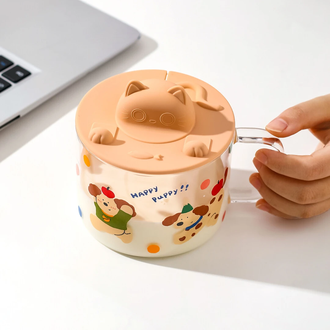 川岛屋食品级硅胶杯盖通用万能圆形可爱茶杯盖玻璃杯盖马克杯盖子