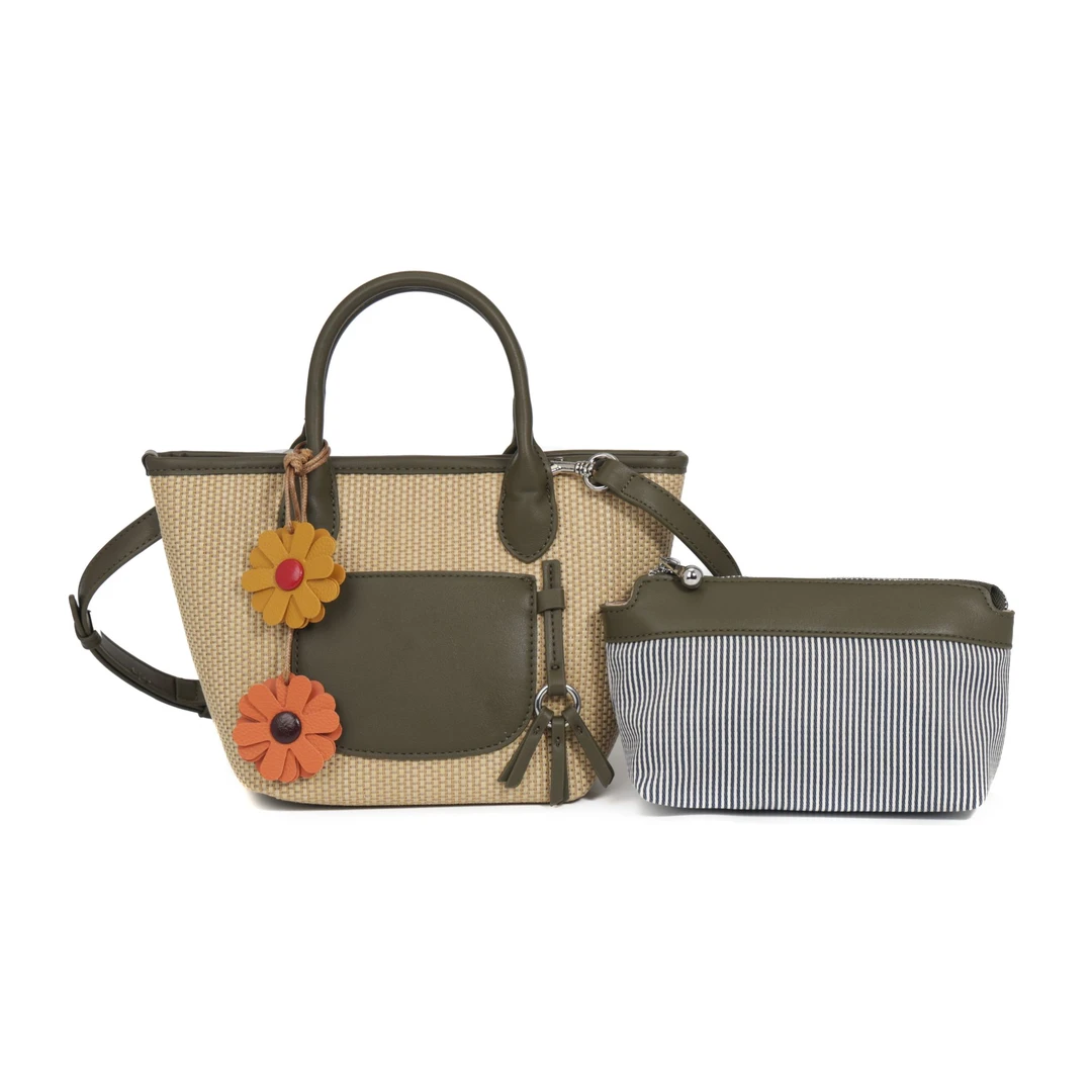 【高端定制】新款纯色女士包斜挎敞口草编时尚度QYX-81526洋蓟绿