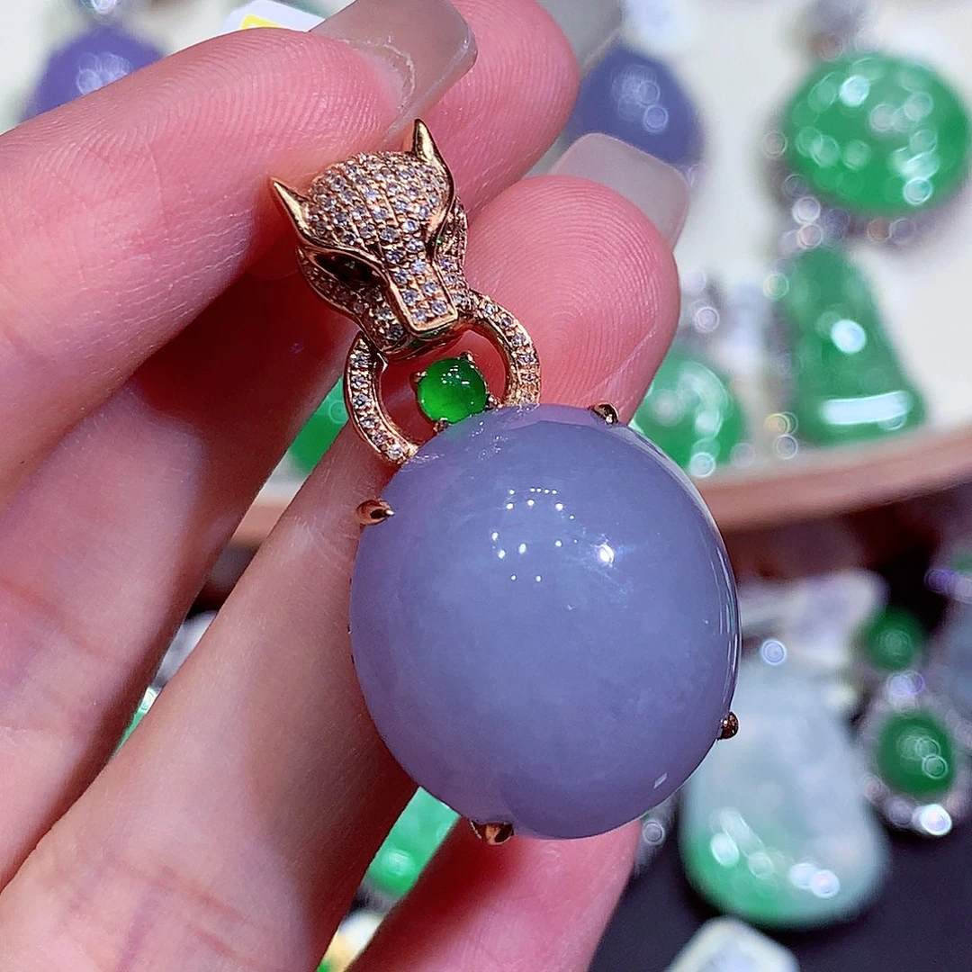 翡翠18K金镶嵌吊坠(不含链)