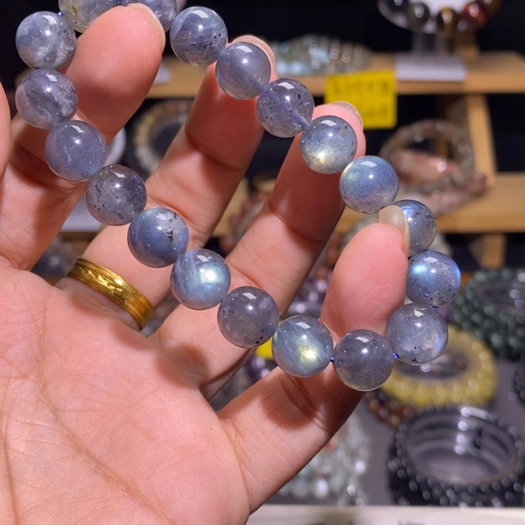 水晶手串未镶嵌4 灰月光拉长 10+