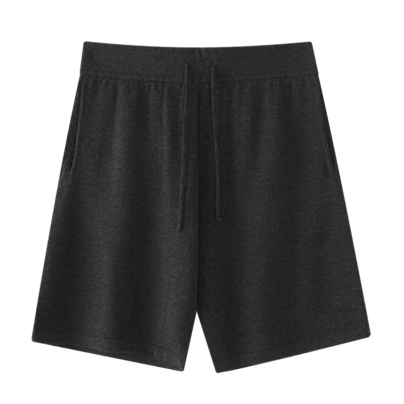 男士68支精纺纯羊绒高腰大码带兜裤衩时尚薄款短裤宽松裤子纯色