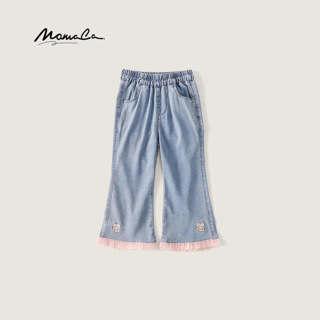 MOMOCO夏季欧若风女童新款时尚百搭小兔牛仔九分裤77620368003