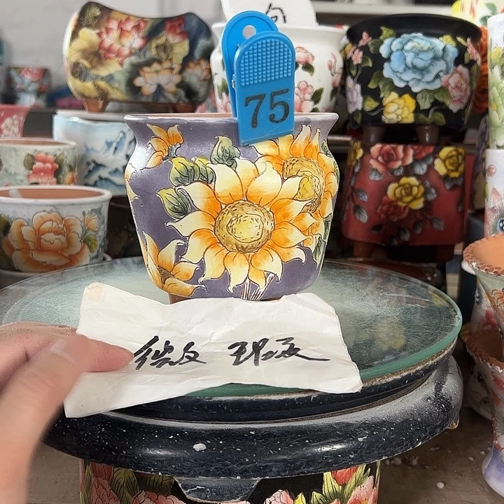 满38包邮 景德镇幸运花盆