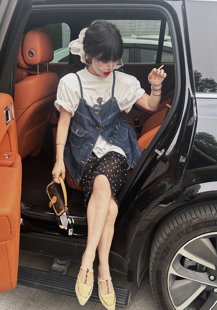 【NANA】夏季小众复古个性牛仔吊带背心