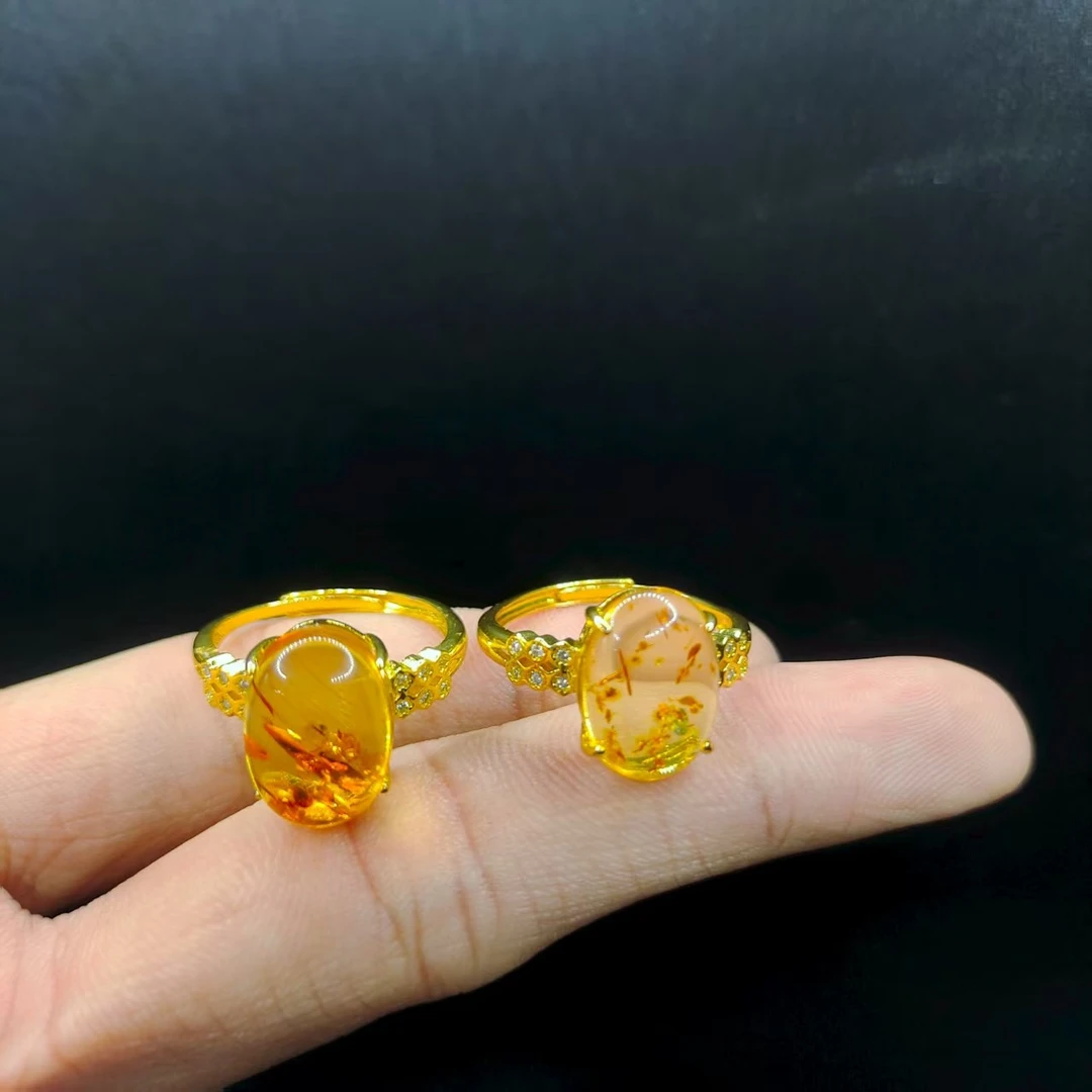 【康康严选】花珀琥珀蛋面戒指XP9【多样性发其一】约13-9-5mm