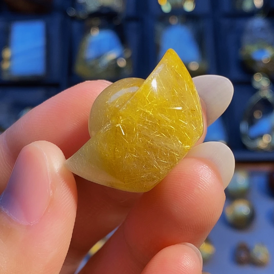 颈饰水晶未镶嵌天然发晶元宝吊坠摆件
