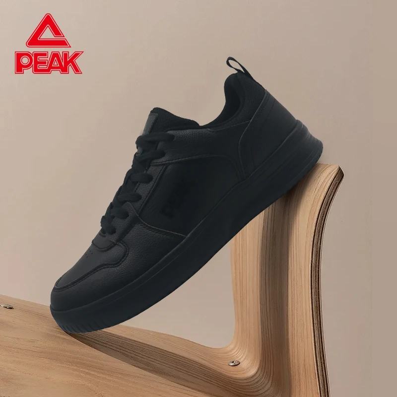 公务鞋匹克透气男鞋秋季黑色鞋经典情侣鞋子百搭潮流跑步休闲皮面