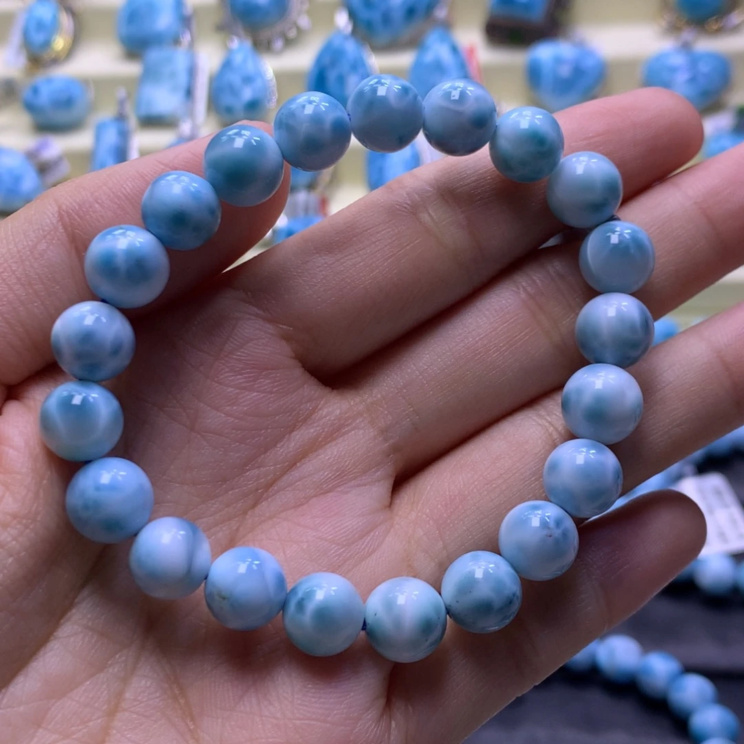 针钠钙石（海纹石）未镶嵌手串9+手串色差略异