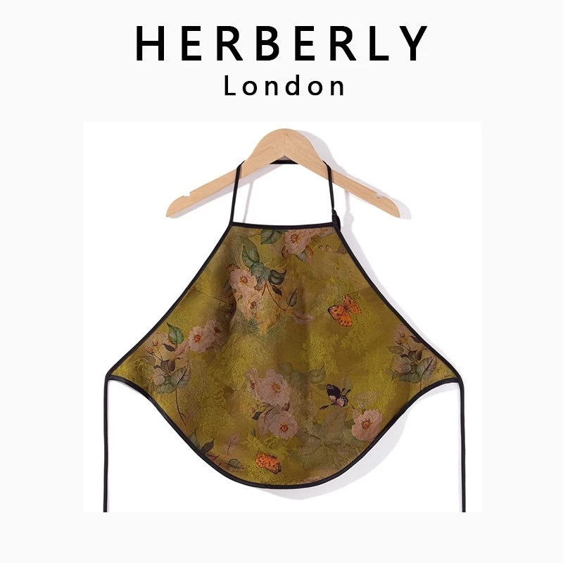 英国 HERBERLY 性感香云纱桑蚕丝睡衣印花吊带式内衣真丝肚兜套装