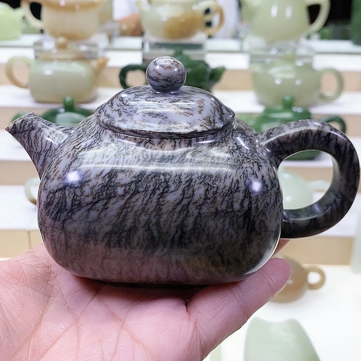 和田玉未镶嵌挂件茶壶240ml