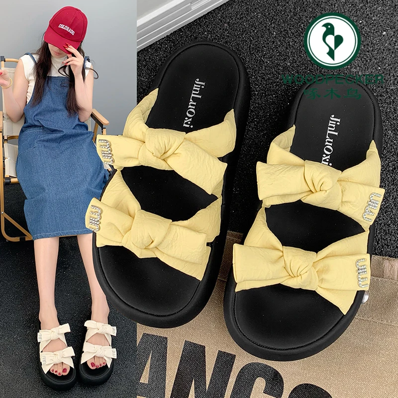啄木鸟仙女风拖鞋女夏季外穿2025新款厚底防滑软底百搭一字凉拖鞋