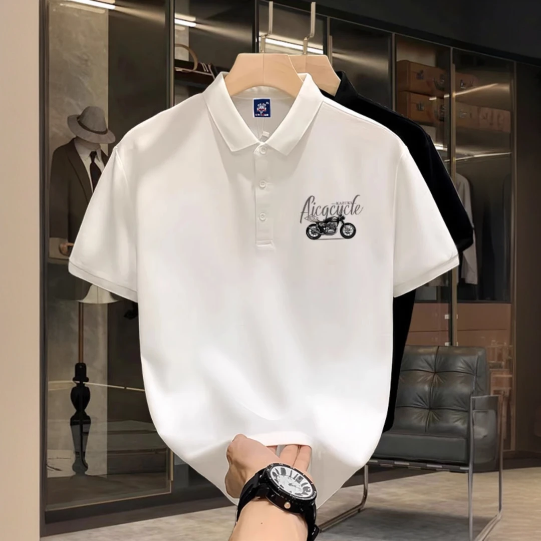 仓石一树品牌个性街头短袖POLO衫男夏季潮流欧洲站珠地棉翻领上衣