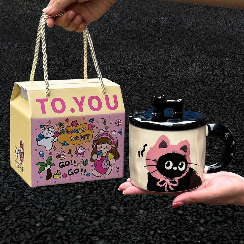 日本进口无印MUJ生日礼物女生解压马克杯可爱小猫咪桌面杯子小摆