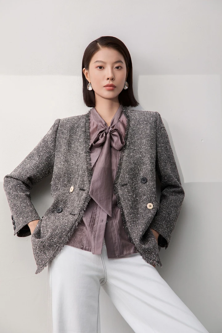 短款常规长袖小香风西装秋冬设计师秋款