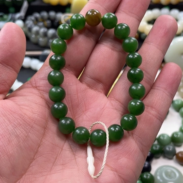 和田玉未镶嵌手串新疆碧玉子卡10柔光