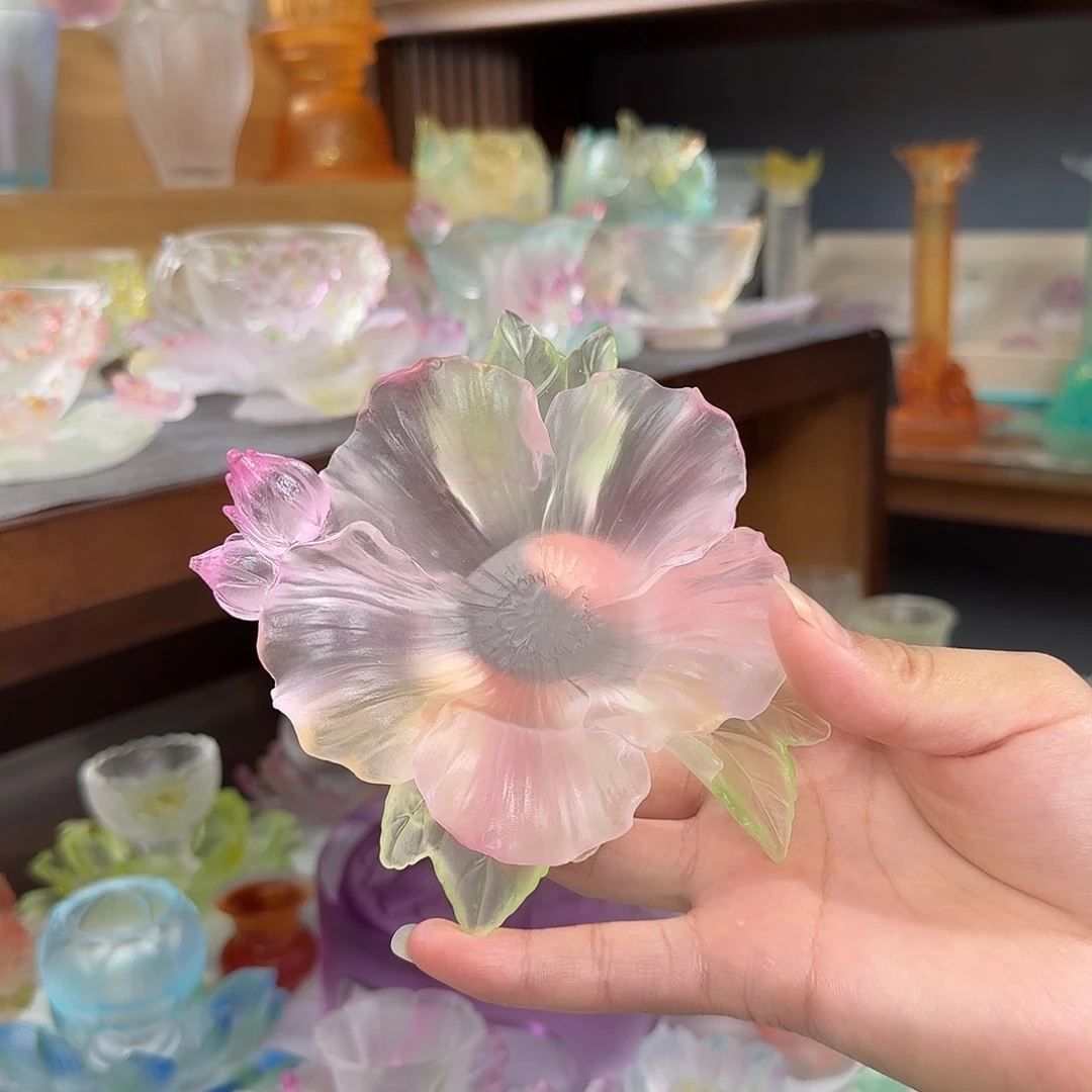 手***ゞ胡桃木心缘堂琉璃芙蓉杯托一个