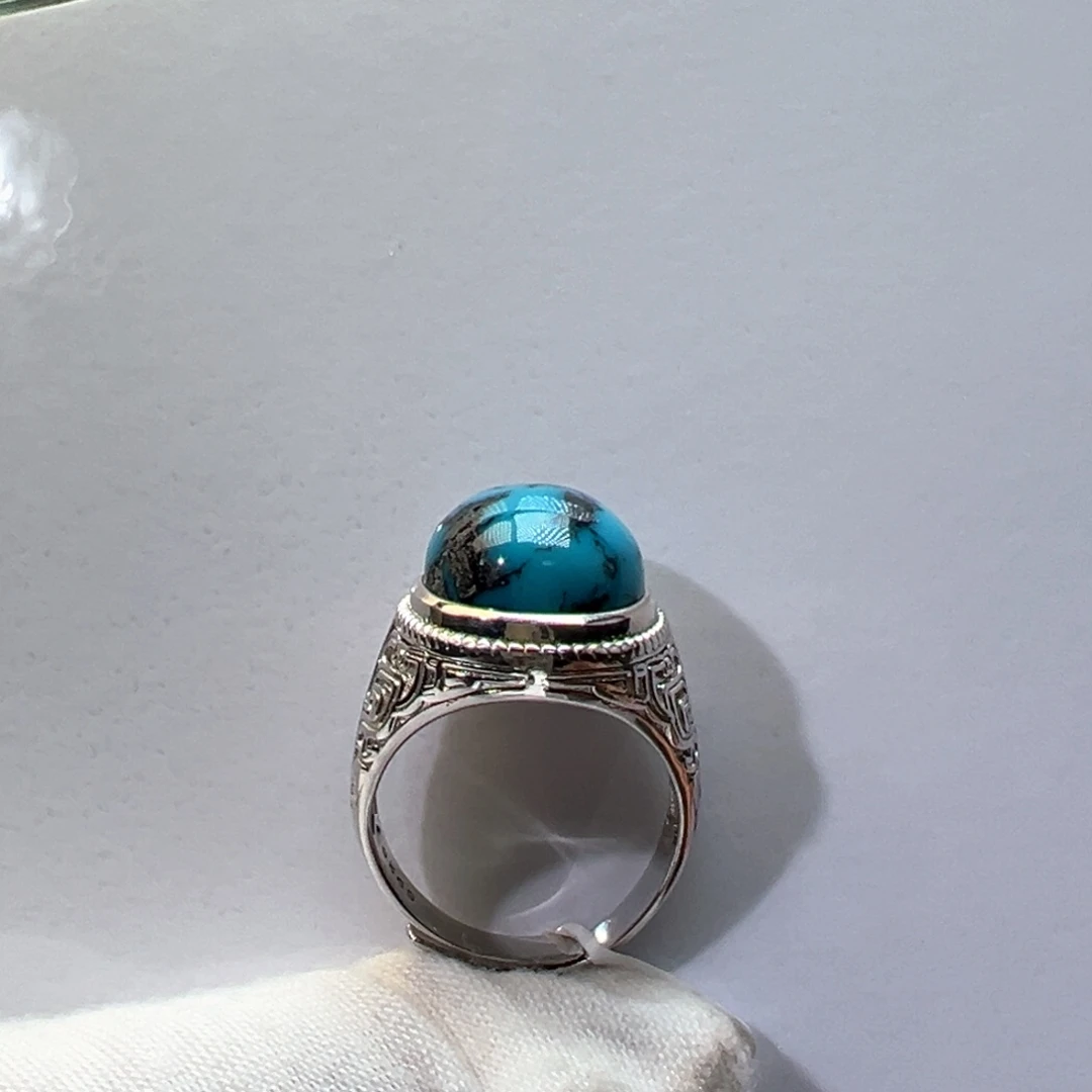 银S925镶嵌绿松石挂件戒指