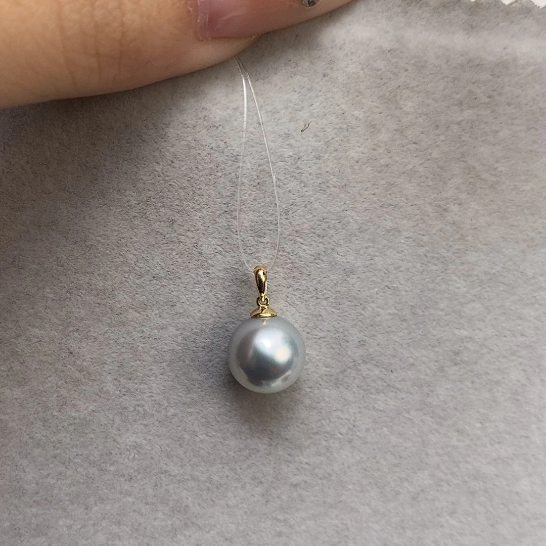 吊坠(不含链)18K金镶嵌海水珍珠大溪地9-10