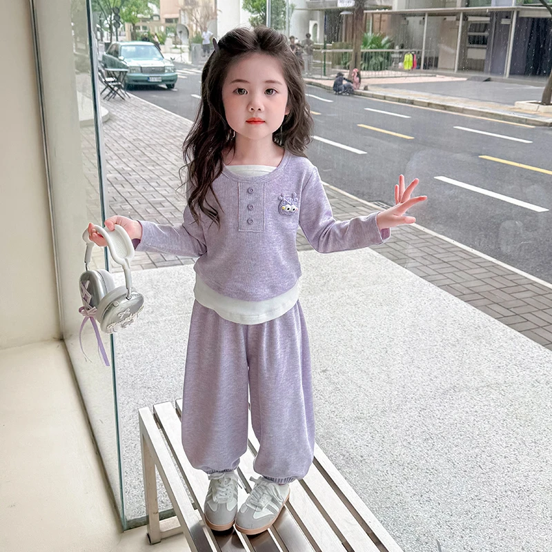 儿童2025新款洋气春秋季韩版休闲长袖卫衣女童套装女宝宝炸街秋装