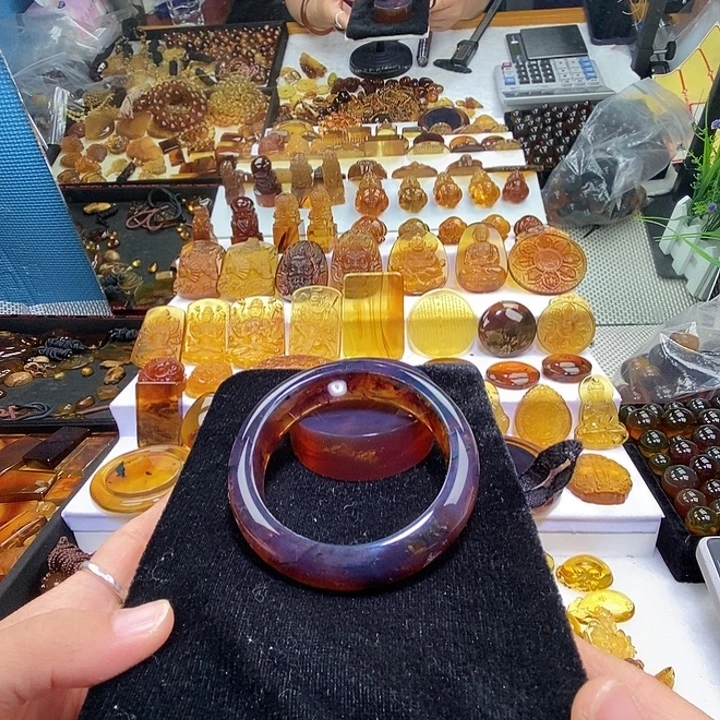 琥珀未镶嵌吊坠(不含链)天然缅甸琥珀紫罗兰手镯