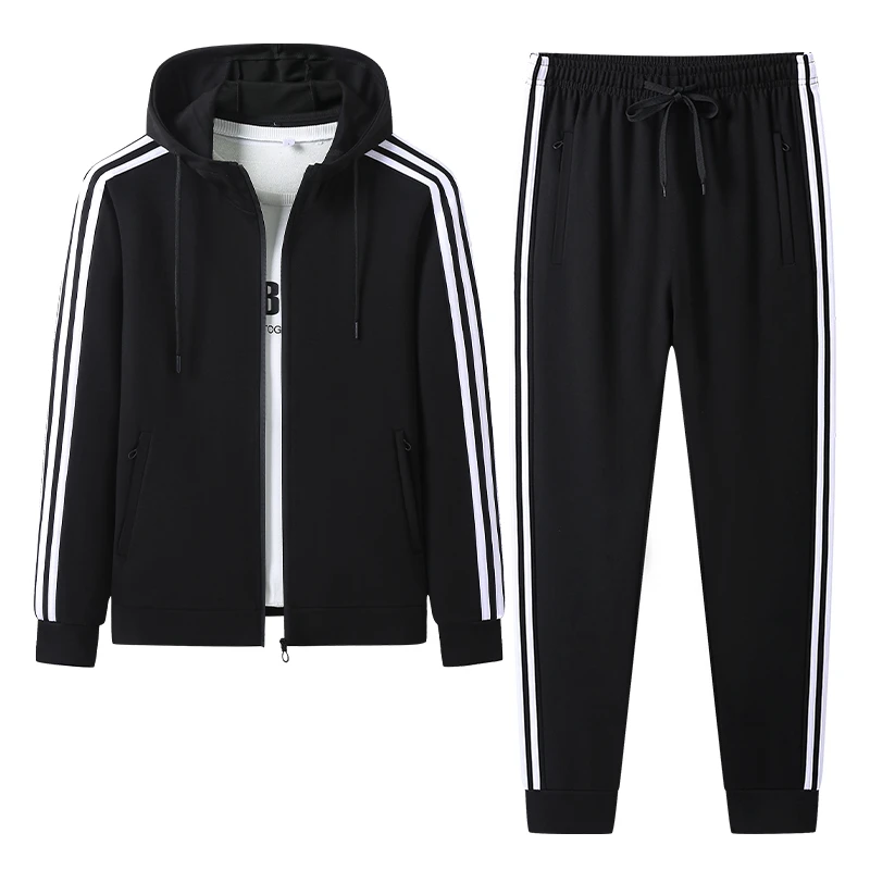 adi 运动套装2025男女春秋连帽开衫卫衣经典三条杠跑步休闲运动服