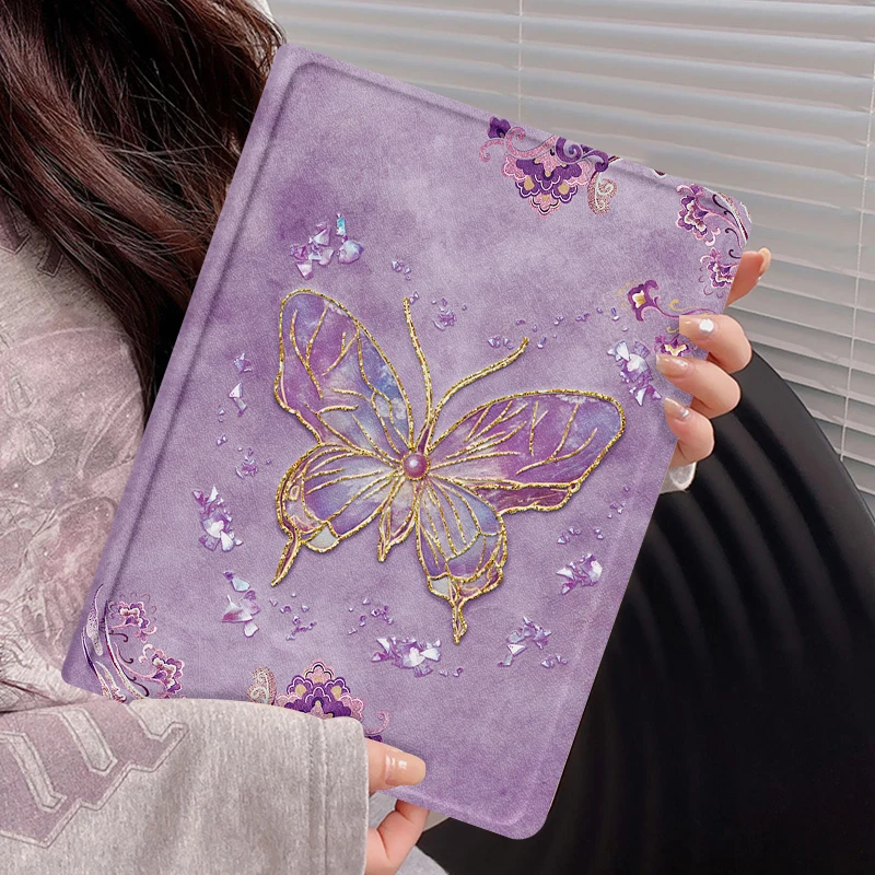 敦煌蝴蝶iPadair7平板保护套ipad11平板壳mini6自带笔槽pro防摔女