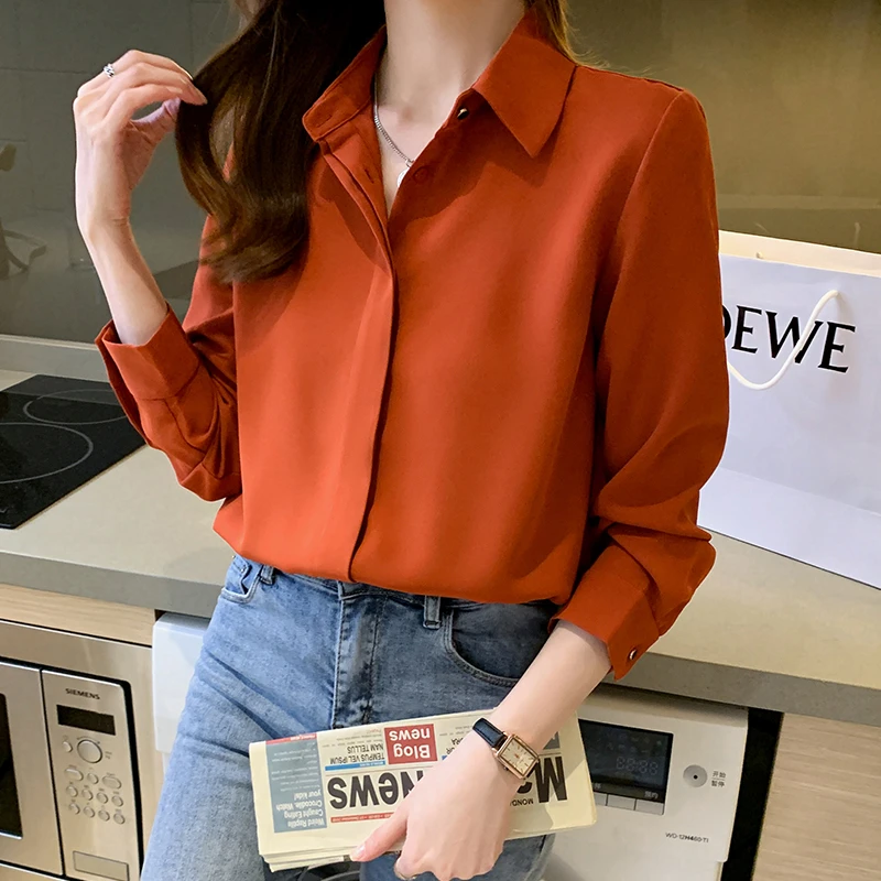 时尚百搭休闲长袖衬衫女士春秋新款通勤气质显瘦衬衣高端职业上衣