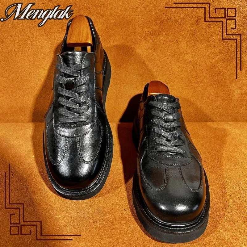 男士头层牛皮皮鞋舒适时尚百搭耐穿春秋真皮休闲皮鞋