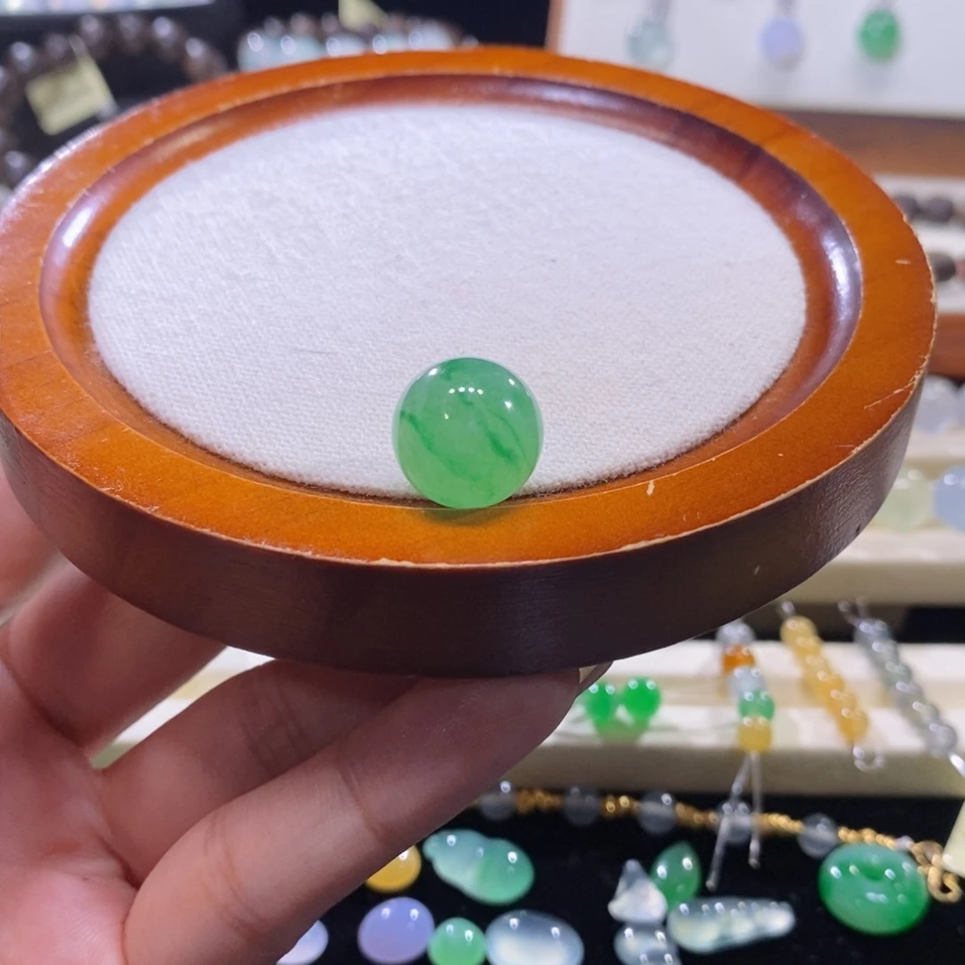 沉***哥翡翠未镶嵌颈饰冰绿珠大珠卡14.3