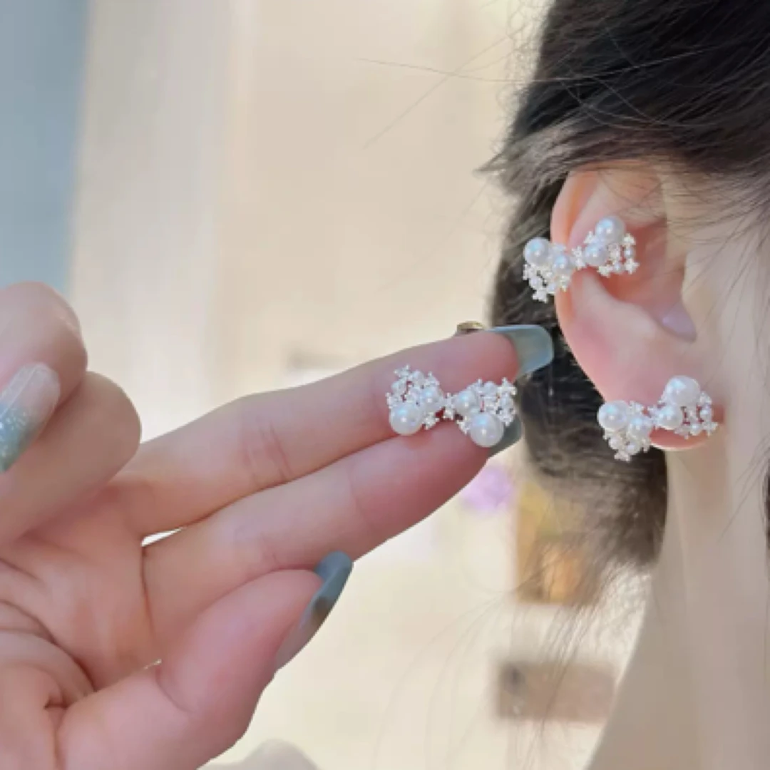 铜合金耳饰 精品/轻奢蝴蝶结耳环耳夹套装气质无耳洞耳夹百搭耳钉