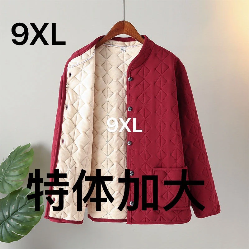 中老年女性加肥加大码冬季加绒保暖小棉衣外套宽松外穿轻薄