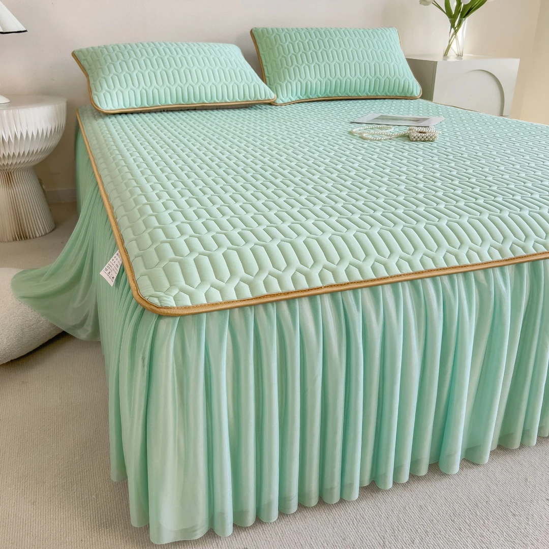 床裙款乳胶凉席三件套母婴A类级别可机洗冰凉席夏季空调软凉席子