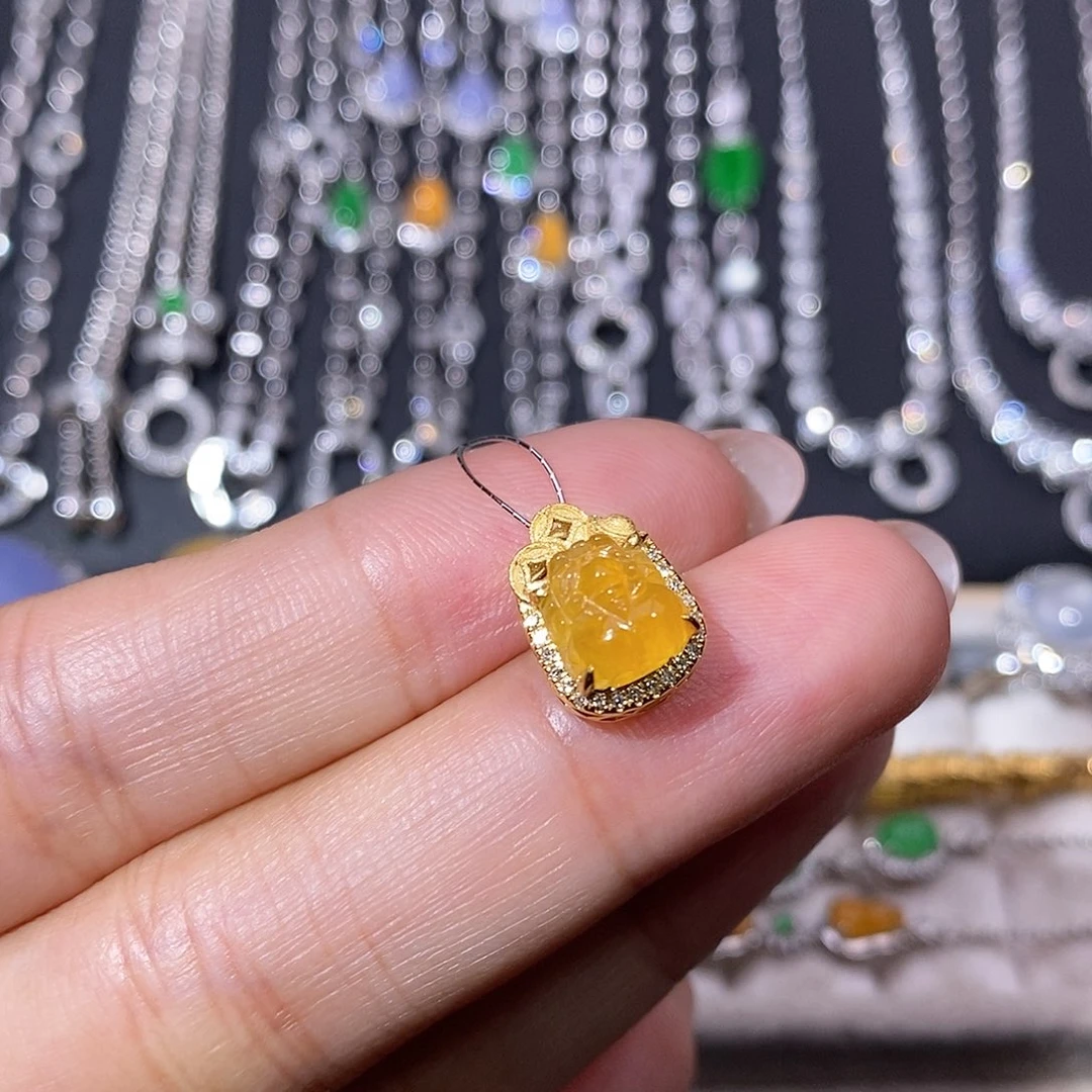 翡翠18K金镶嵌吊坠(不含链)吊坠