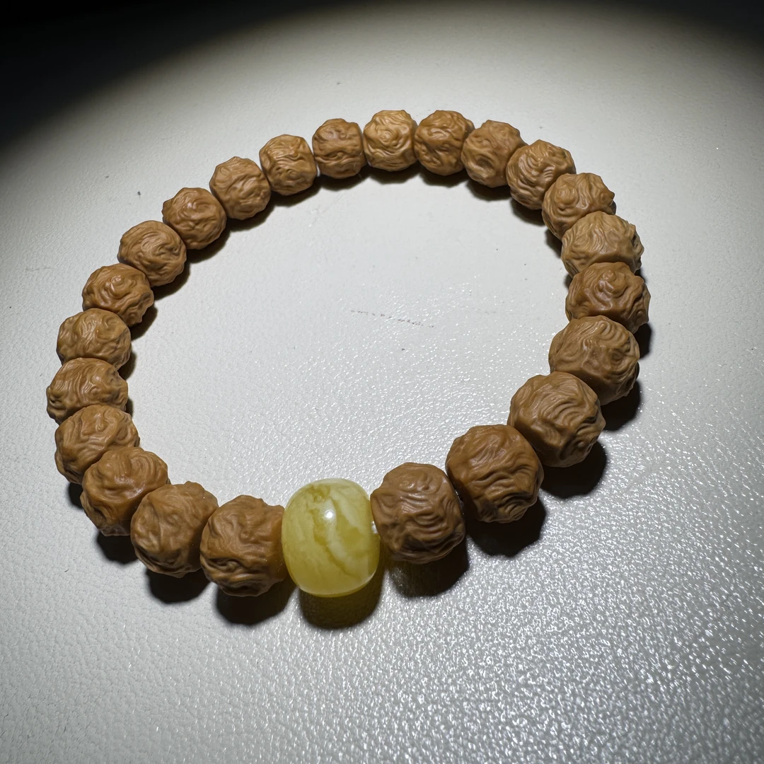 笙汐-猴头核桃猴头配蜜蜡龙蛇之变手串无瑕疵尺寸8+mm