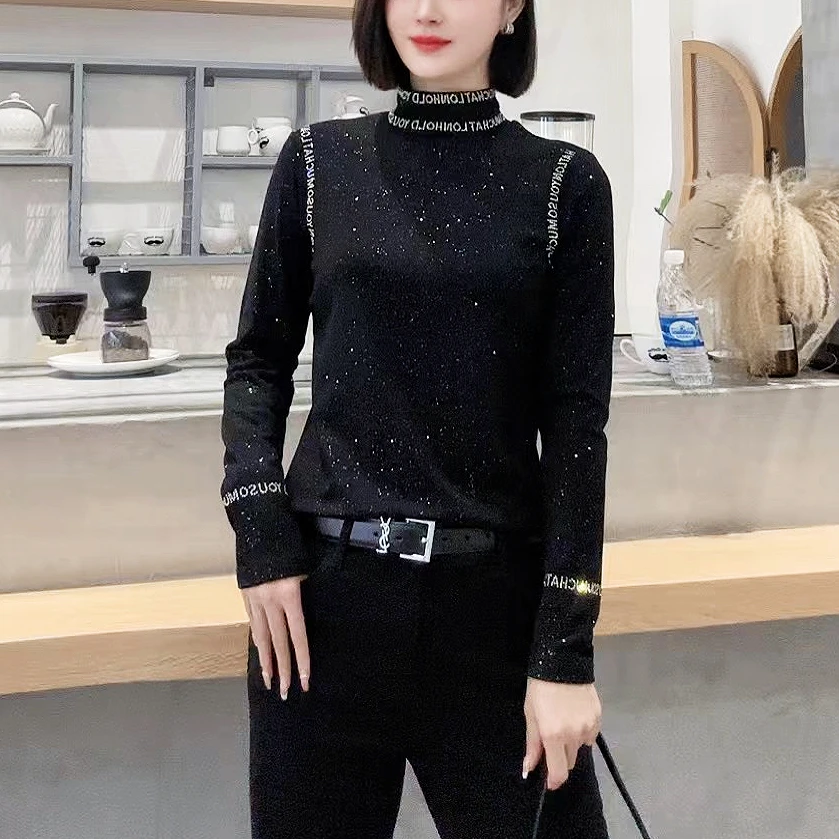 【合肥欢欢】“闪耀星空”秋冬时尚百搭显瘦大码磨毛打底衫T恤女69127