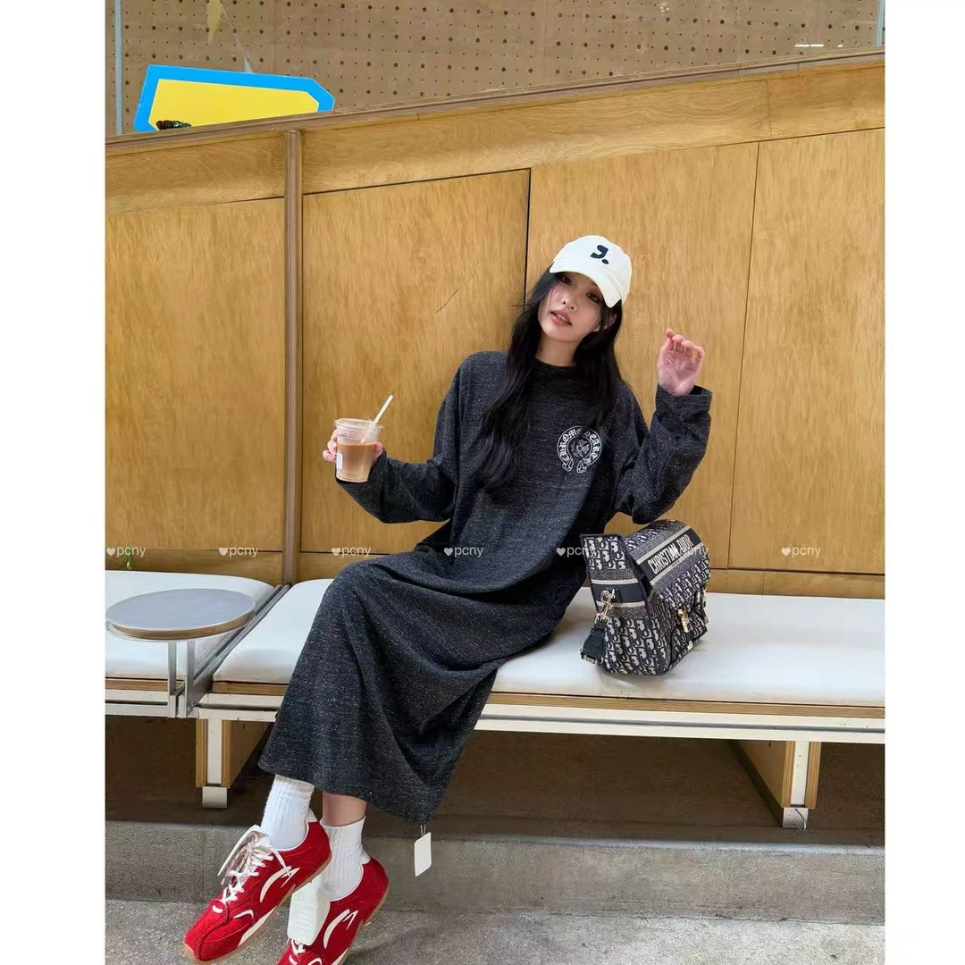 PCNY「温莎咖啡」不理理冬季新款小众女装时尚休闲宽松T恤连衣裙女