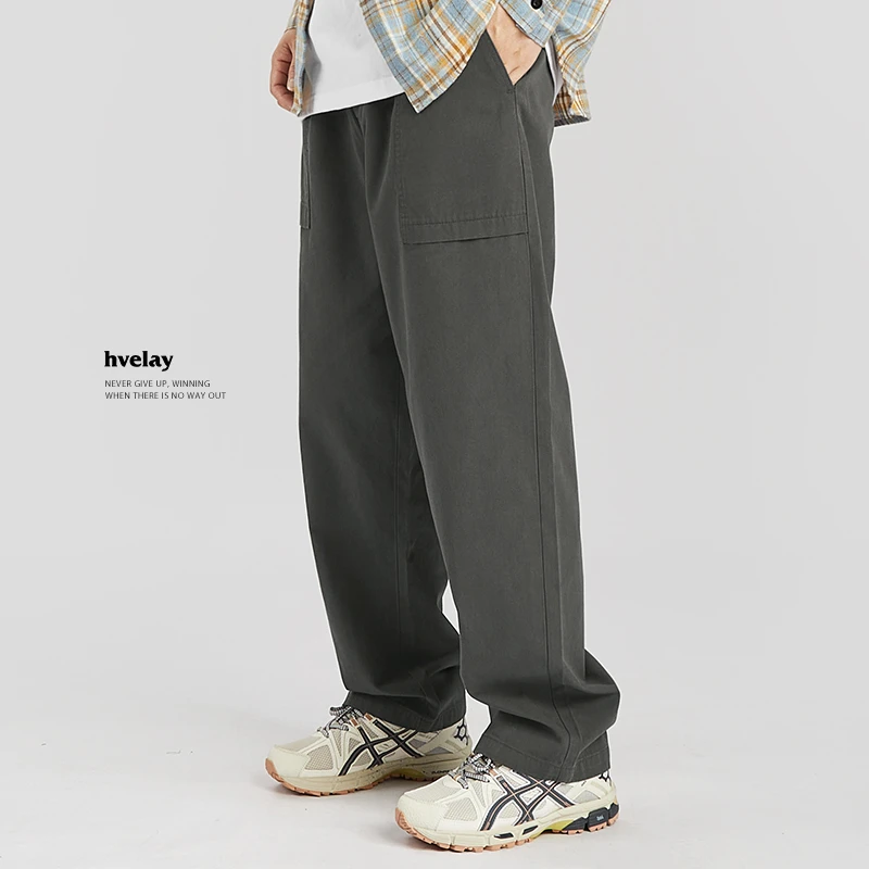 美式秋冬vibe深灰色工装裤男秋冬潮牌宽松直筒青少年潮流休闲裤子