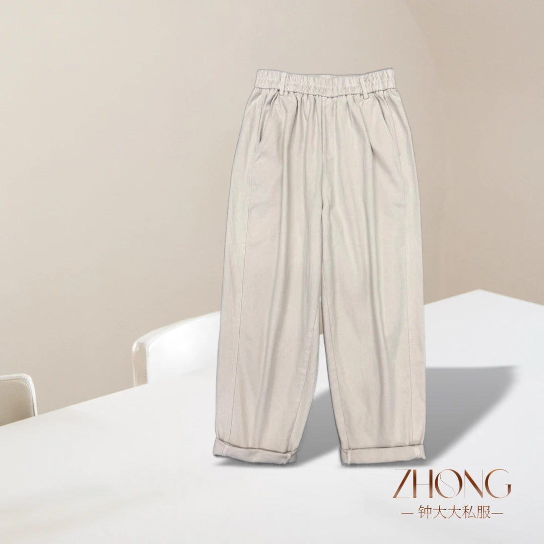ZHONG大大【】秋冬新款休闲百搭显瘦松紧腰厚款裤子女50679