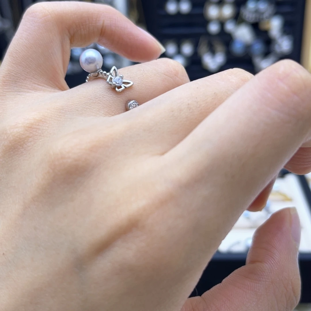 银S925镶嵌戒指海水珍珠