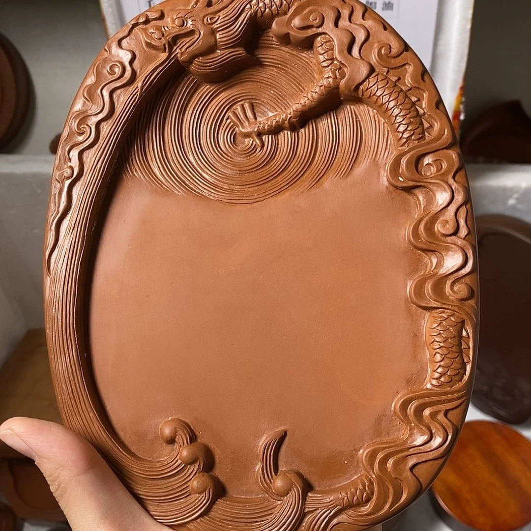 神龙戏水墨海带盖澄泥