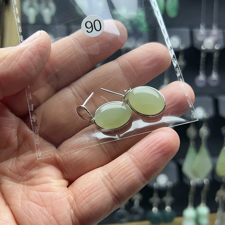 和田玉耳饰银S925镶嵌u****5