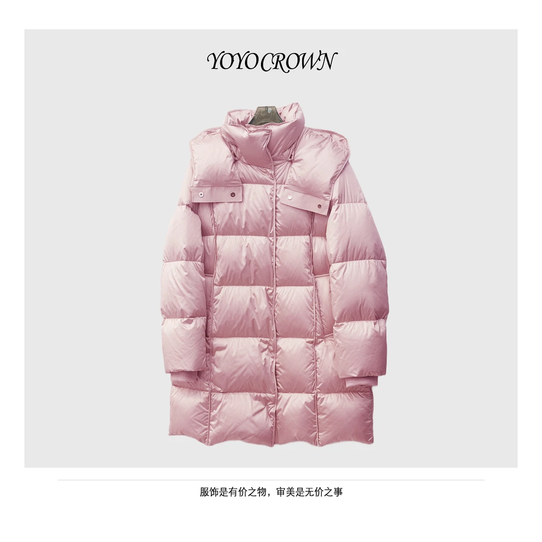 YOYO CROWN 长款90白鹅绒羽绒服鹅绒保暖外套