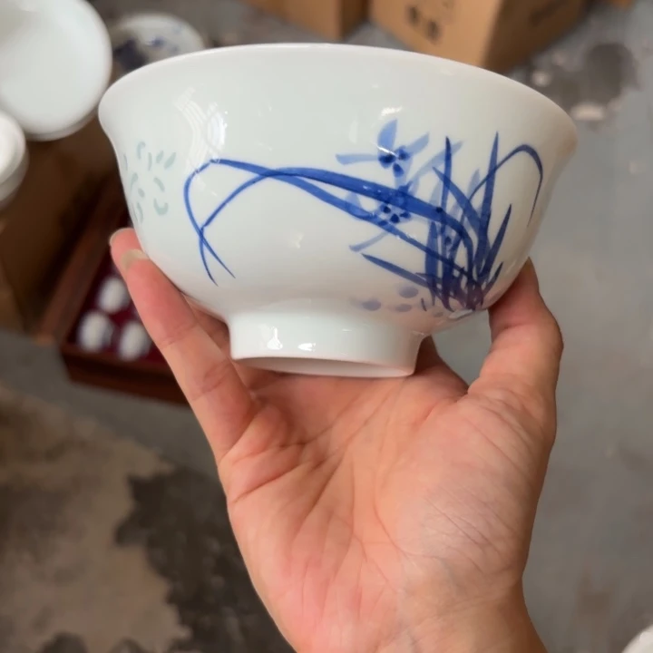 青瓷景德镇陶瓷米饭碗两只微瑕