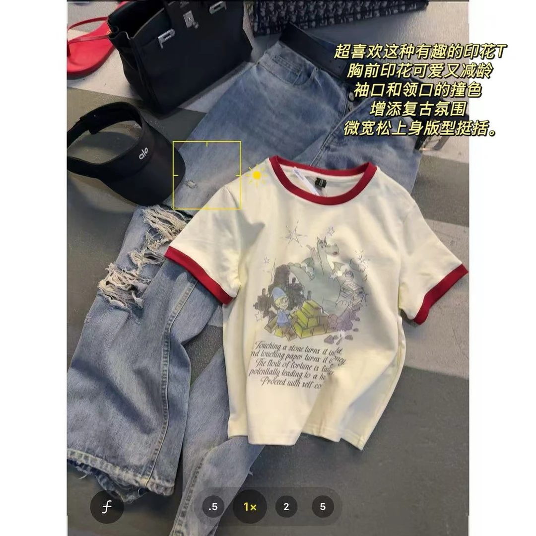 徐秋阳   发财精灵   春季新款百搭时尚休闲显瘦显白短袖12636