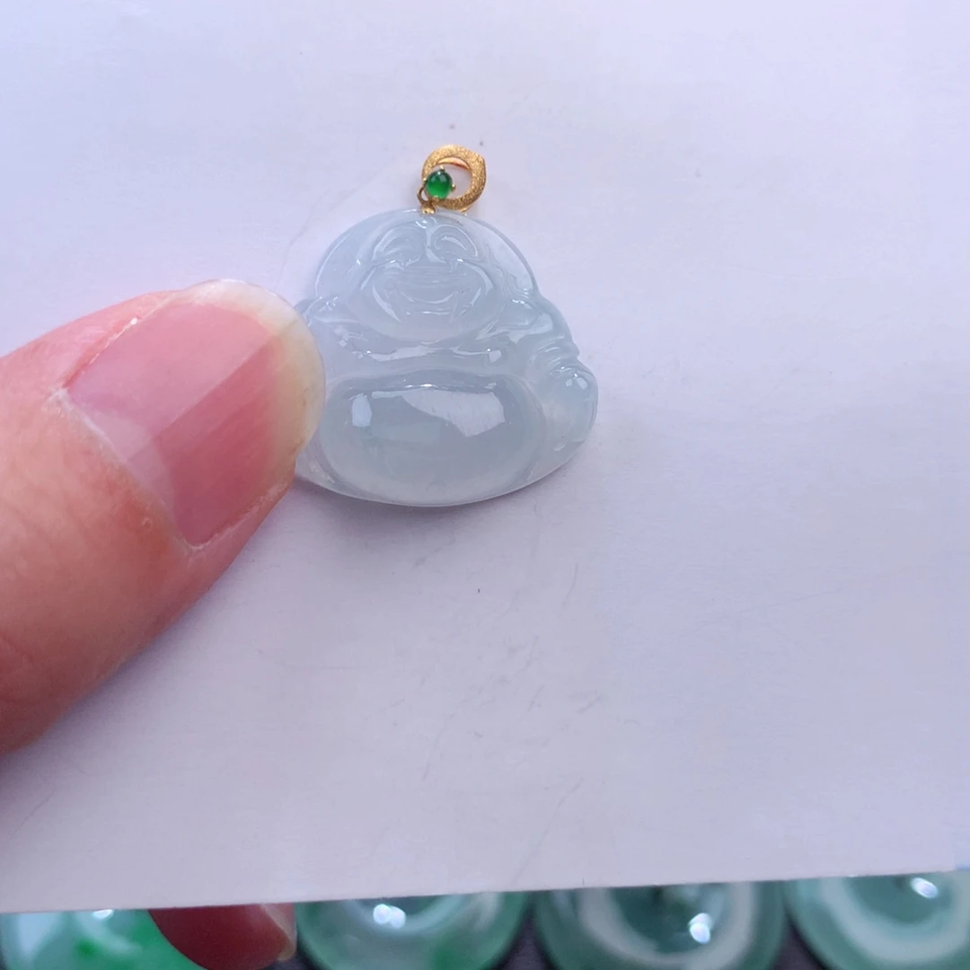 翡翠吊坠(不含链)18K金镶嵌
