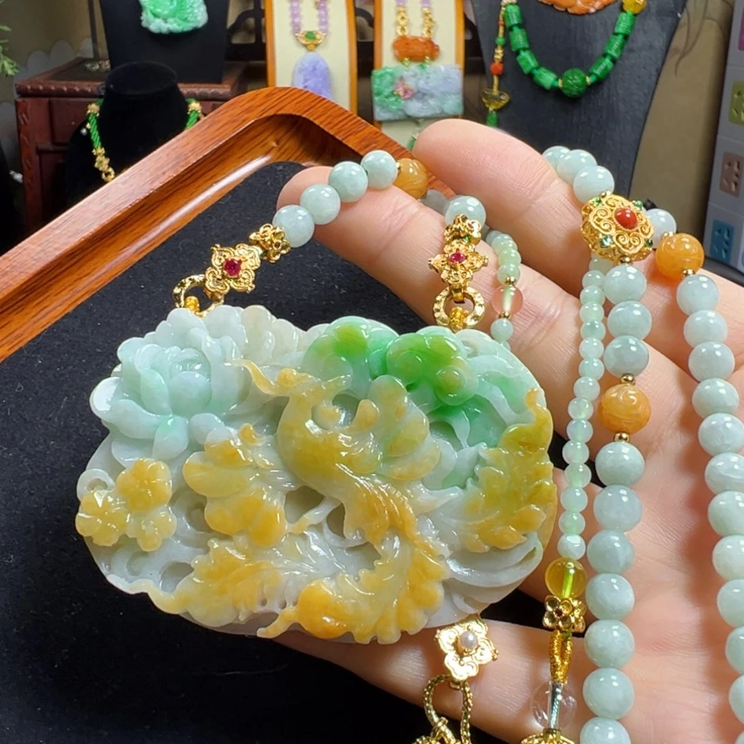 翡翠未镶嵌毛衣链凤凰