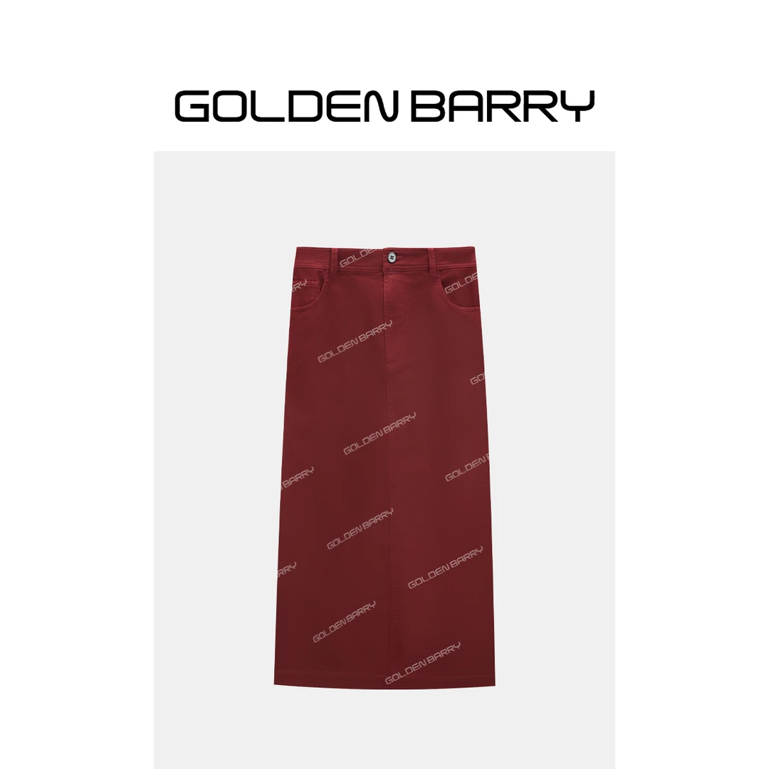 GOLDENBARRY|310190“赤韵绅裙”优雅气质格调美式复古工装半裙
