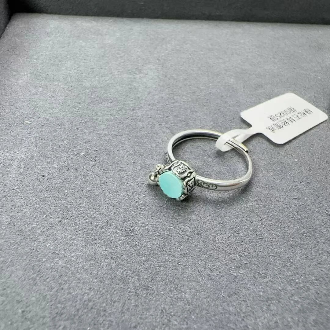 绿松石转经筒戒指S925银